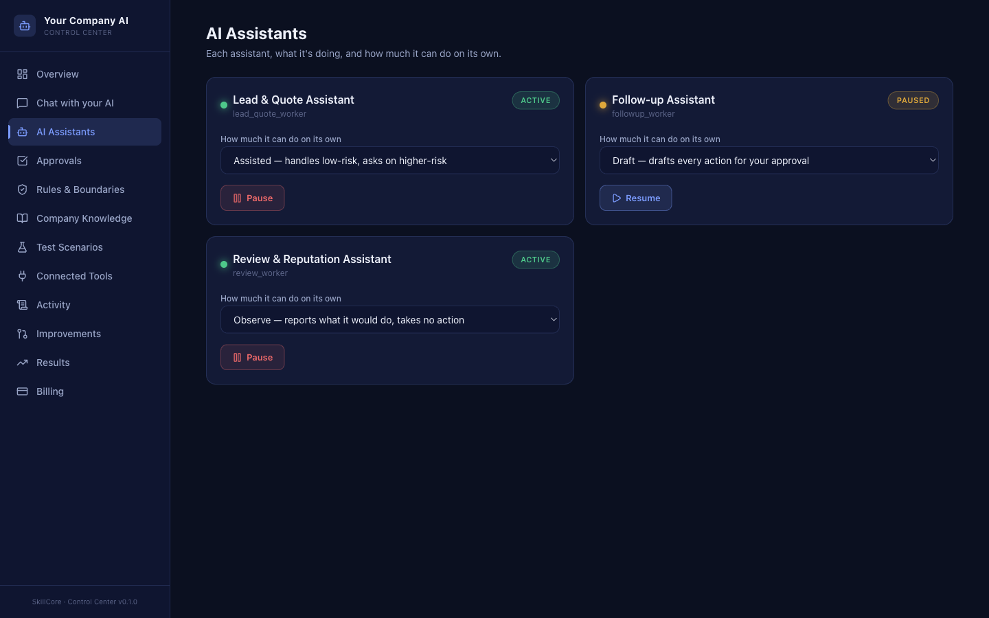 NordDrift skjerm for AI-assistenter og autonomi