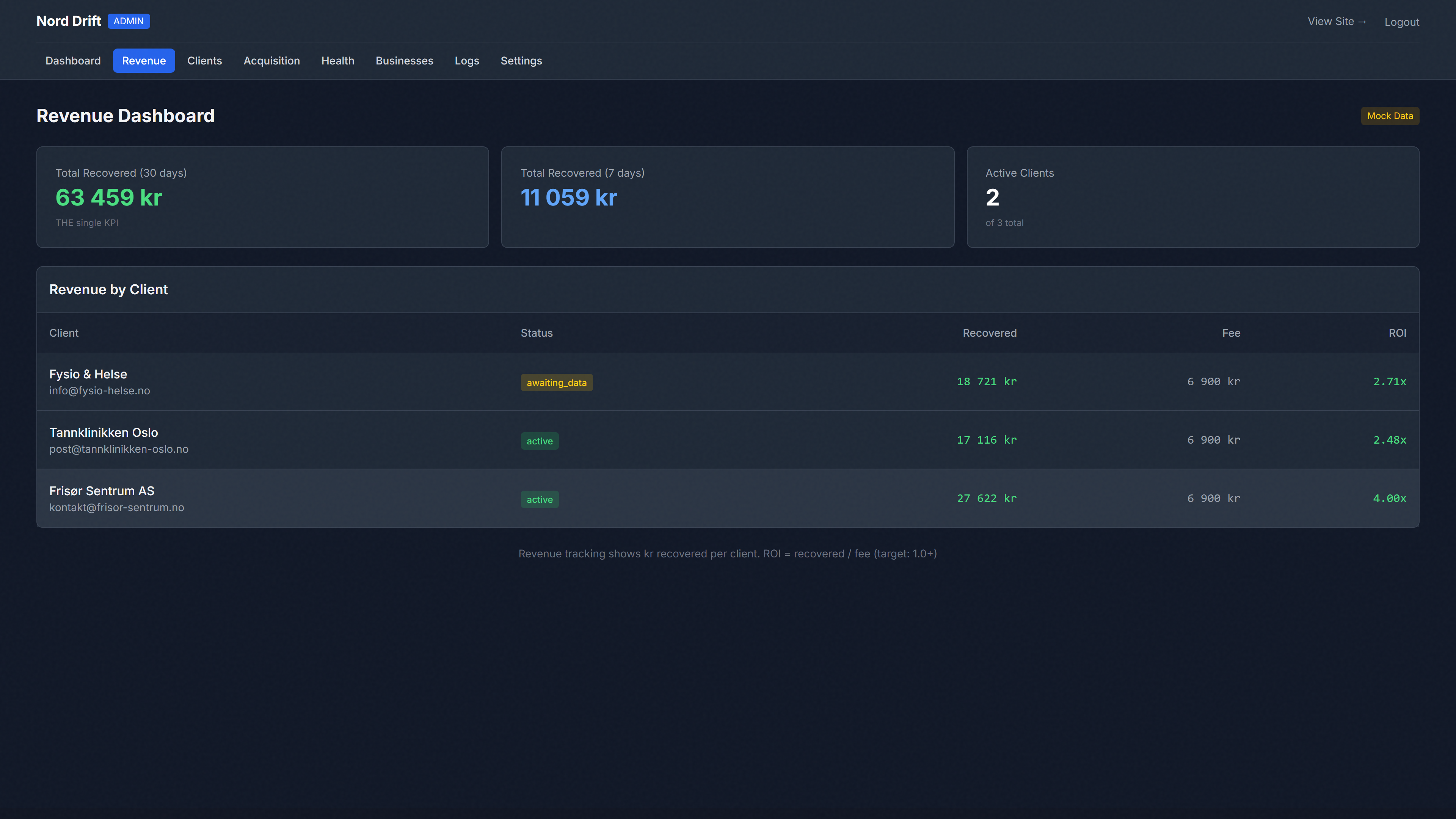Eksempel (demo/mock): Rapport og innsikt i Nord Drift